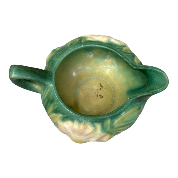 Vintage Roseville Pottery Peony Blue Green Creamer Pitcher Rare Ceramic Art 5" - Picture 4 of 9
